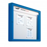Info-Wandvitrine,  82 cm hoch, 62x13 cm (B/T), Rückwand Stahl weiß, 